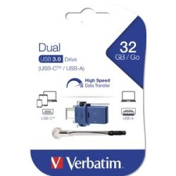 VERBATIM PENDRIVE GO 32GB HIGH SPEED DUAL USB-C/USB-A 3.0