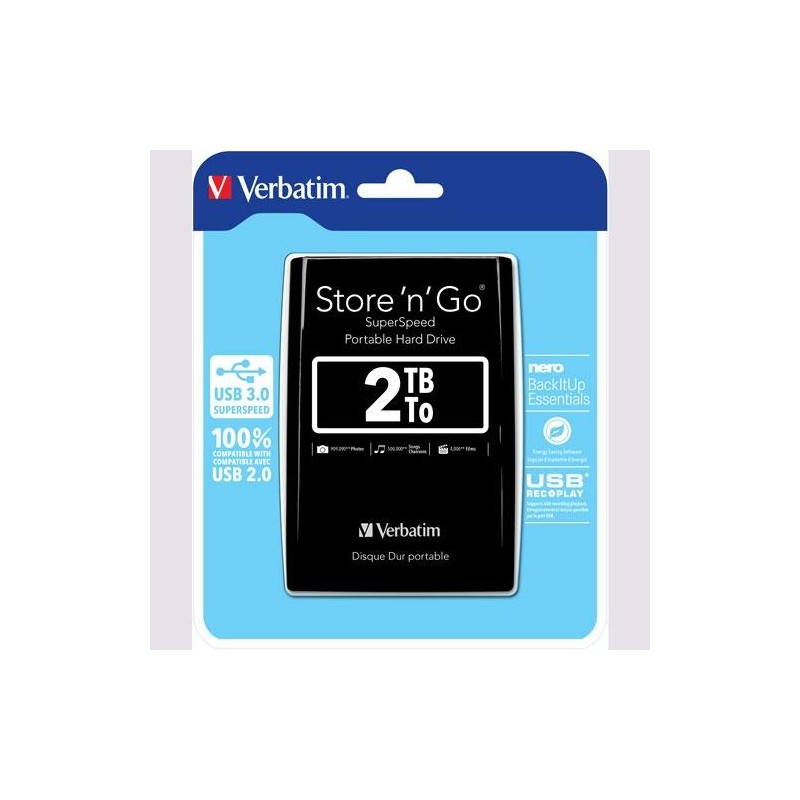 VERBATIM DISCO DURO PORTÁTIL STORE 'N' GO 2TB HDD 2.5" USB 3.0 NEGRO