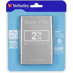 VERBATIM DISCO DURO PORTÁTIL STORE 'N' GO 2TB HDD 2.5" USB 3.0 PLATA