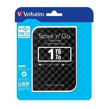 VERBATIM DISCO DURO EXTERNO STORE 'N' GO 1TB HDD 2.5" USB 3.0 NEGRO