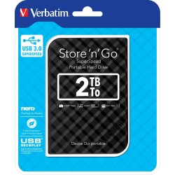 VERBATIM DISCO DURO PORTÁTIL STORE 'N' GO 2TB HDD 2.5" GEN 2, USB 3.0 NEGRO