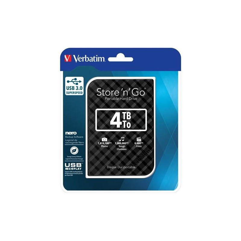 VERBATIM DISCO DURO PORTÁTIL STORE 'N' GO 4TB HDD 2.5" USB 3.0 NEGRO