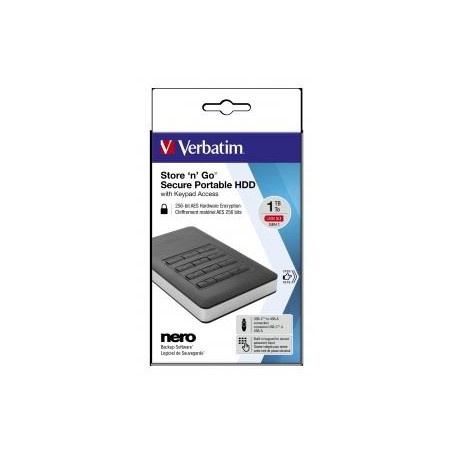 VERBATIM DISCO DURO EXTERNO STORE 'N' GO 1TB HDD 1TB USB 3.1 CON TECLADO Y CLAVE DE ACCESO