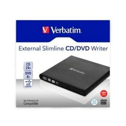 VERBATIM GRABADORA Y LECTOR EXTERNO DE CD/DVD SLIMLINE , COMPATIBLE CON LA TECNOLOGÍA DE ARCHIVADO MDISC , ALIMENTACIÓN A TRAVÉS