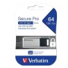 VERBATIM PENDRIVE SECURE PRO 64GB RETRÁCTIL USB 3.2 HARDWARE ENCRYPTION PLATA