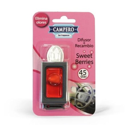 VINFER AMBIENTADOR MEMBRANA COCHE CAMPERO CAR FRAGANCES DIFUSOR + RECAMBIO FRUTOS ROJOS