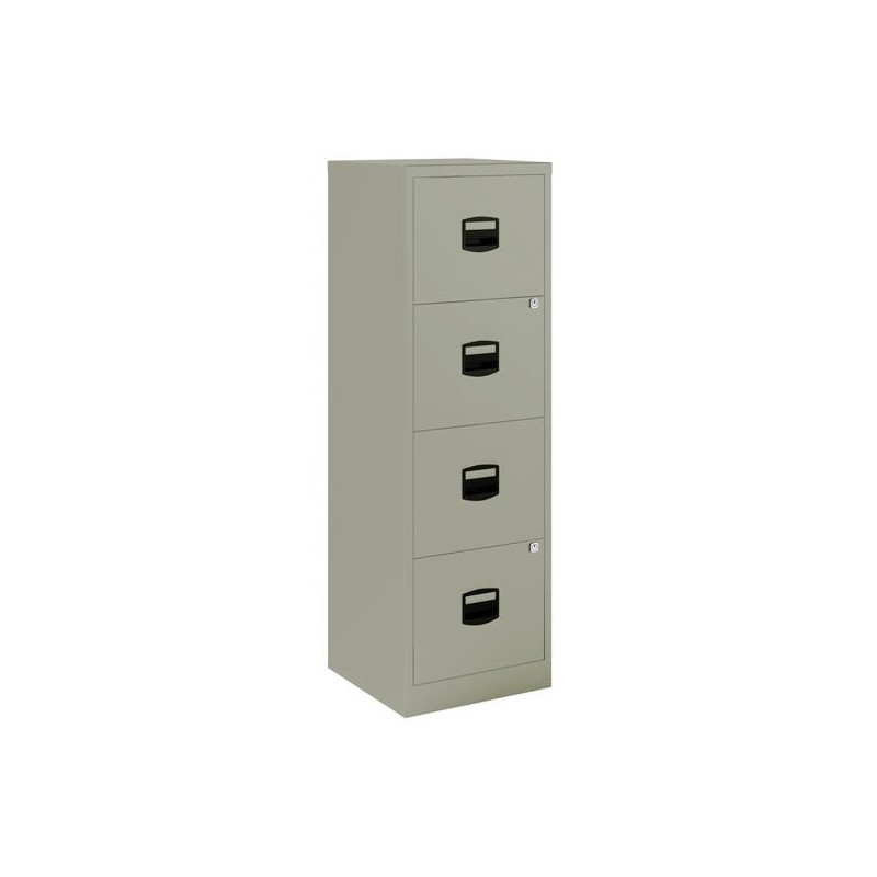 ARCHIVADOR METÁLICO 4 CAJONES , 40X40X125 CM (ANCHO X FONDO X ALTO) FORMATO A4 -CAPACIDAD CAJON 15KG- TIRADOR DE PLÁSTICO - GRIS