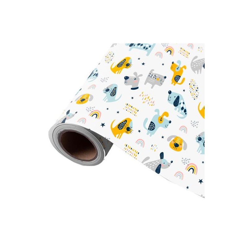 WONDER PAPEL DE REGALO BOBINA 62CM X 80M 4KG INFANTIL PUPPIES