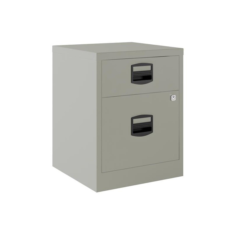 BISLEY CAJONERAS METALICAS 1 CAJÓN PERSONAL + 1 CAJÓN ARCHIVO A4 MÓVIL FONDO 40CM GRIS ( MONTADO)