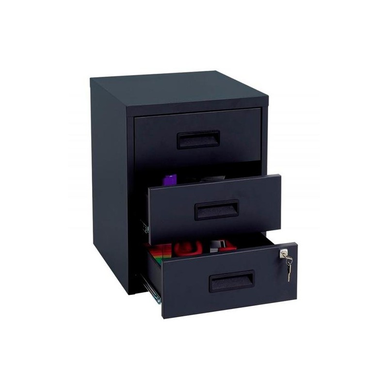 BISLEY CAJONERA METÁLICA 3 CAJONES 40X51X40 CM (ANCHO X ALTO X FONDO) CON RUEDAS ANTRACITA (MONTADO)