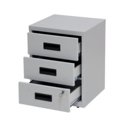 BISLEY CAJONERA METÁLICA 3 CAJONES 40X51X40 CM (ANCHO X ALTO X FONDO) CON RUEDAS GRIS (MONTADO)