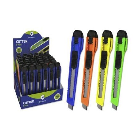 BISMARK CUTTER ESTRECHO / CUCHILLA FRACTURABLE DE 9 MM / SISTEMA BLOQUEO CUCHILLA INTERCAMBIABLE COLORES SURTIDOS