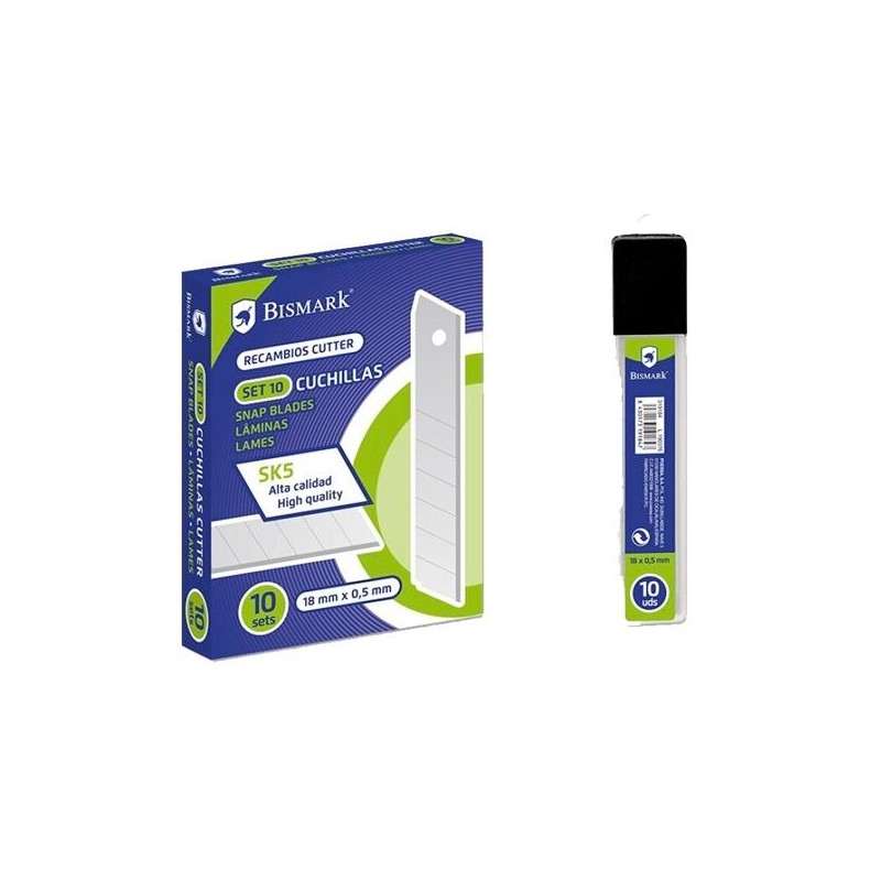 BISMARK REPUESTO CUTTER 18MM / CUCHILLA FRACTURABLE CAJITA DE 10 CUCHILLAS