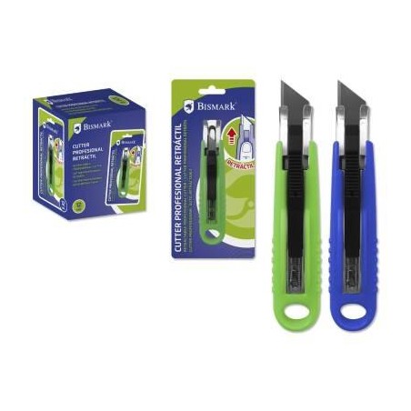 BISMARK CUTTER PROFESIONAL RETRACTIL CON CUCHILLA FRACTURABLE DE 18 MM BLISTER
