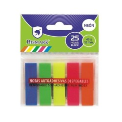BISMARK TACO DE NOTAS ADHESIVAS COLORES NEON 5X25 HOJAS 45X12MM BLISTER