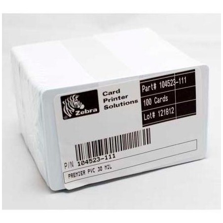 ZEBRA TARJETAS CARD PREMIER 0,76MM GROSOR 53,85MMX85,85MM (CAJA 500 UDS.) PVC BLANCO