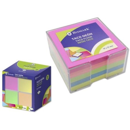 BISMARK TACO DE NOTAS 400H 75X75 CON CAJA COLORES NEÓN