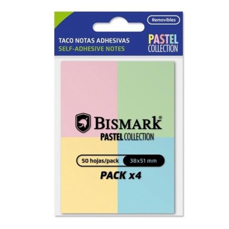 BISMARK TACO DE NOTAS ADHESIVAS 50H 38X51 COLORES PASTEL