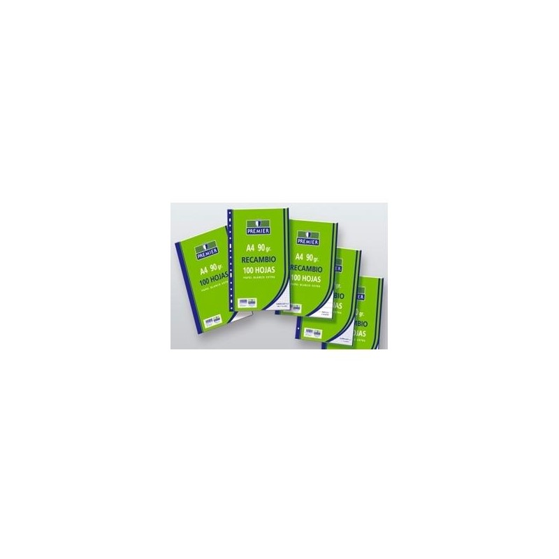 ZORRILLA RECAMBIO PREMIER 100H A4 90GR HORIZONTAL 4 TALADROS PAPEL BLANCO EXTRA