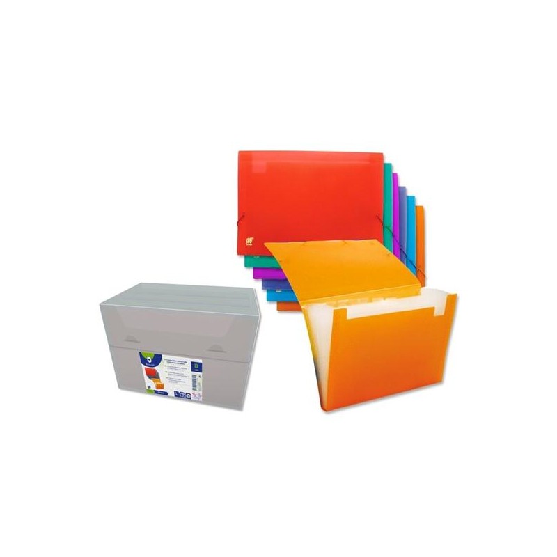 BISMARK CARPETA FUELLE ACORDEÓN 12 C/GOMA A4 PP TRANSPARENTE C/SURTIDOS