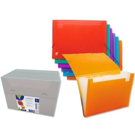 BISMARK CARPETA FUELLE ACORDEÓN 12 C/GOMA A4 PP TRANSPARENTE C/SURTIDOS