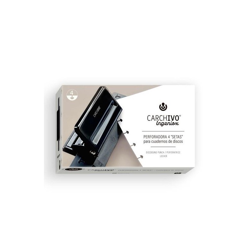 CARCHIVO PERFORADORA INGENIOX 4 SETAS PARA CUADERNOS DE DISCO