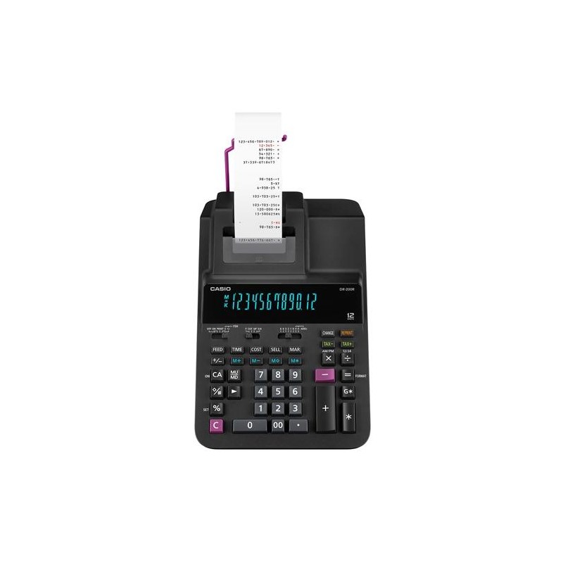 CASIO CALCULADORA CON IMPRESORA DR-200R-BK 12 DÍGITOS NEGRO
