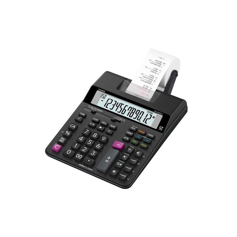 CASIO CALCULADORA DE OFICINA CON IMPRESORA HR-200RCE 12 DÍGITOS NEGRO