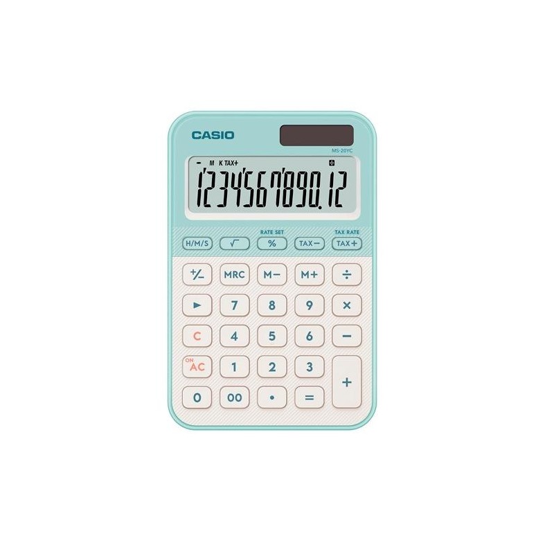 CASIO CALCULADORA DE OFICINA SOBREMESA VERDE CLARO 12 DÍGITOS MS-20YC-LG