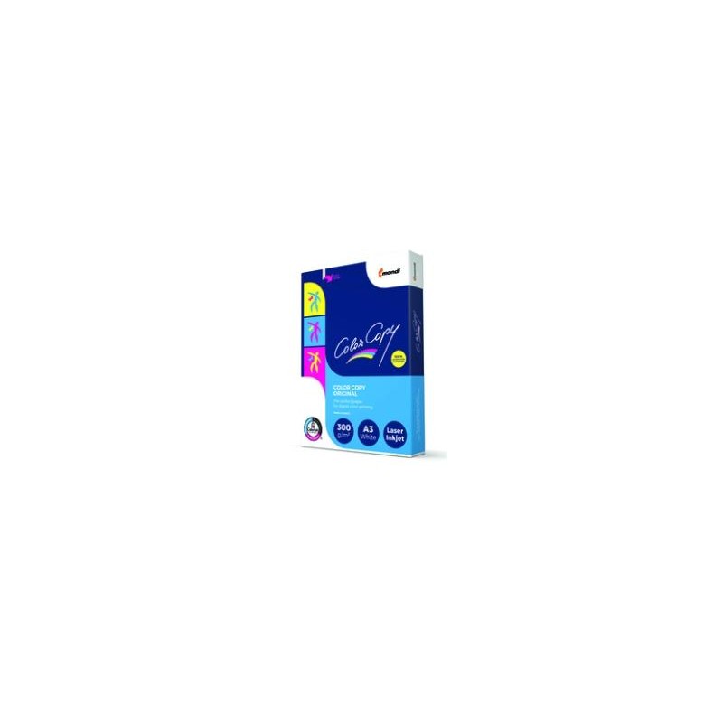 COLOR COPY, ORIGINAL, BLANCO, SATINADO, PAPEL REPROGRAFICO, PASTA QUIMICA ECF, 300G/M2, 420MM X 297MM, A3, FIBRA AL LADO CORTO,