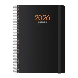 DOHE AGENDA ANUAL SYNCRO ESPIRAL 15X21CM SV CIERRE C/GOMA PP NEGRO 2026