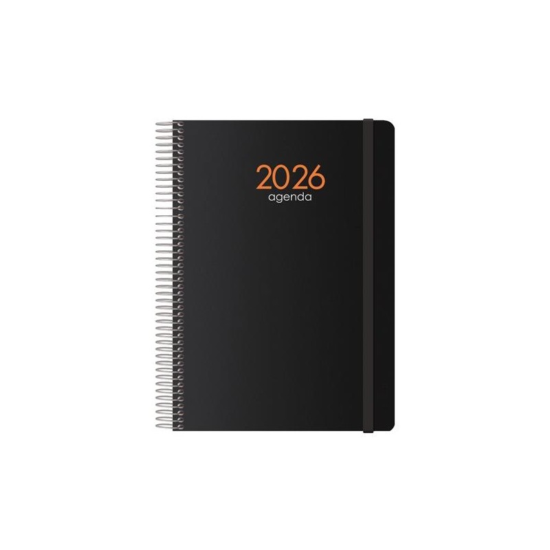 DOHE AGENDA ANUAL SYNCRO ESPIRAL 15X21CM SV CIERRE C/GOMA PP NEGRO 2026