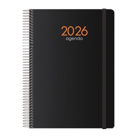 DOHE AGENDA ANUAL SYNCRO ESPIRAL 15X21CM SV CIERRE C/GOMA PP NEGRO 2026