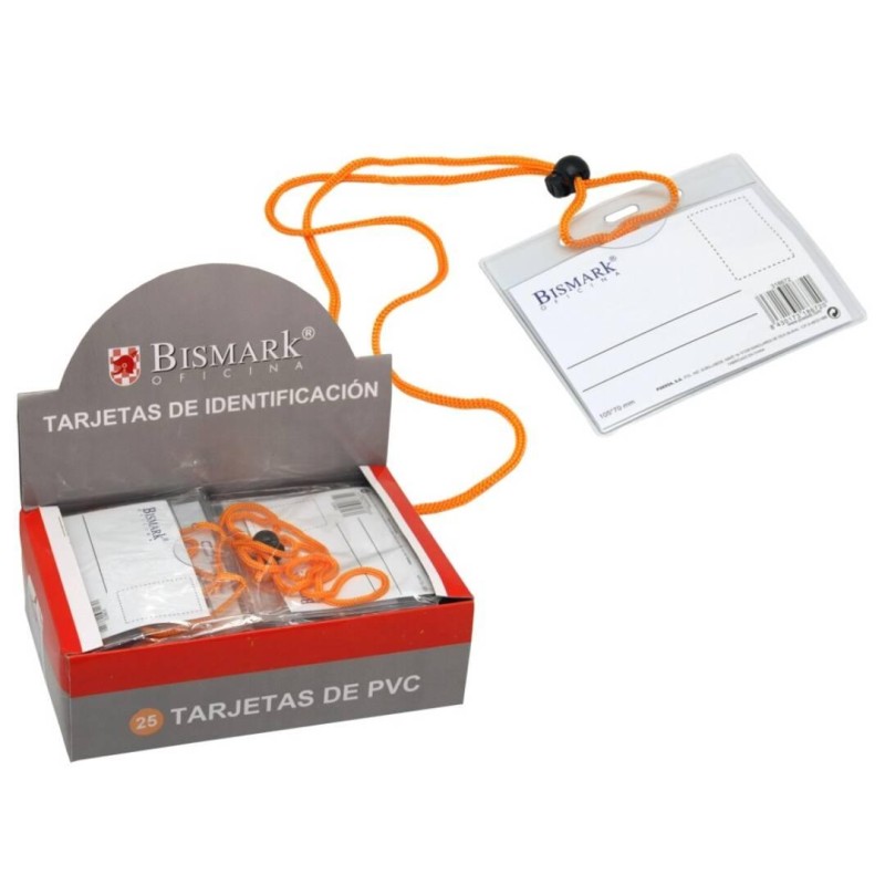 BISMARK TARJETAS DE IDENTIFICACIÓN PVC HORIZONTAL 105X70 MM CORDÓN NARANJA