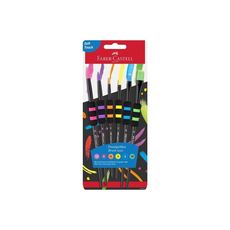 FABER CASTELL PINCELES PELO SINTÉTICO SOFT TOUCH EDICIÓN BLACK BLÍSTER 6 UD