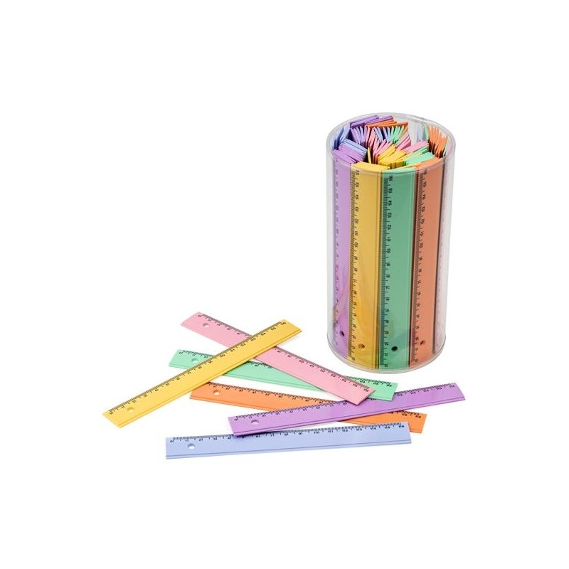 FAIBO REGLA ESCOLAR 16CM PLÁSTICO COLORES SURTIDOS PASTEL BOTE 100 UD