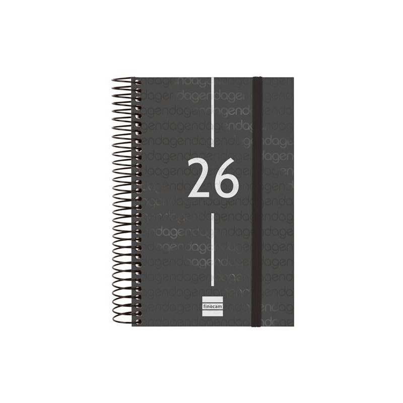 FINOCAM AGENDA ESPIRAL YEAR E5-117X181MM 1DP TAPA PP NEGRO 2026