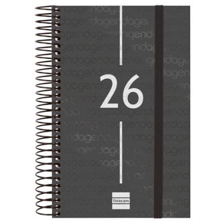 FINOCAM AGENDA ESPIRAL YEAR E5-117X181MM 1DP TAPA PP NEGRO 2026