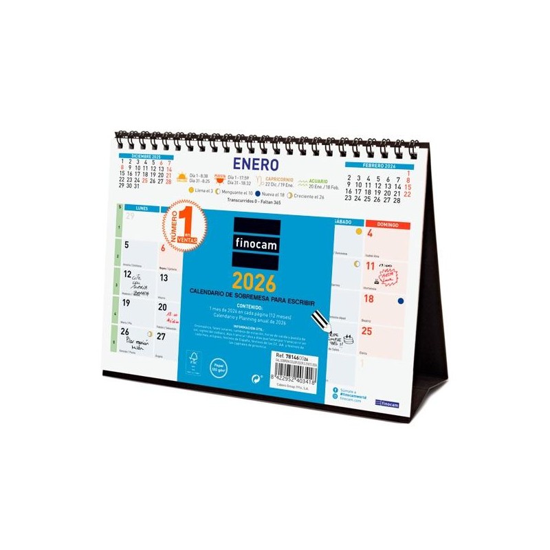 FINOCAM CALENDARIO DE SOBREMESA PARA ESCRIBIR S-210X150MM MV COLOR 2026
