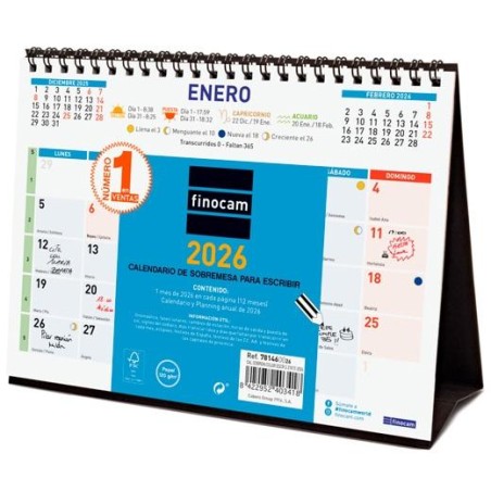 FINOCAM CALENDARIO DE SOBREMESA PARA ESCRIBIR S-210X150MM MV COLOR 2026