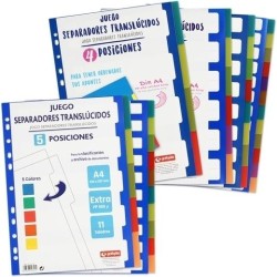 GRAFOPLAS SEPARADORES MULTITALADRO PP TRANSLÚCIDO EXTRA 6 POSICIONES 11 TALADROS A4 SURTIDOS