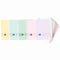 OXFORD CUADERNO LIVE&GO EUROPEANBOOK 8 MICROPEERFORADO 160H A4+ 5X5 TAPA DE PLÁSTICO C/SURTIDOS PASTEL