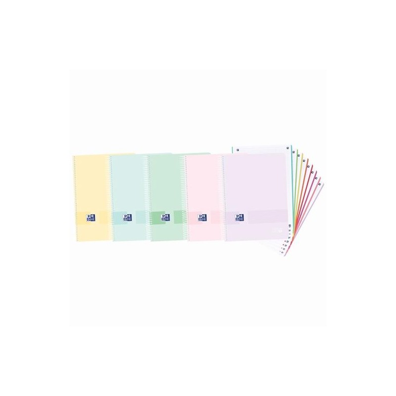 OXFORD CUADERNO LIVE&GO EUROPEANBOOK 8 MICROPEERFORADO 160H A4+ 5X5 TAPA DE PLÁSTICO C/SURTIDOS PASTEL