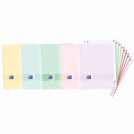 OXFORD CUADERNO LIVE&GO EUROPEANBOOK 8 MICROPEERFORADO 160H A4+ 5X5 TAPA DE PLÁSTICO C/SURTIDOS PASTEL