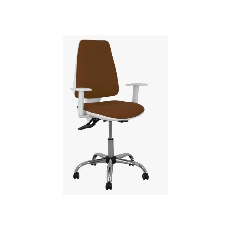 PIQUERAS Y CRESPO SILLA ELCHE BLANCA GIRATORIA ASINCRO TEJIDO BALI MARRON OSCURO B/R RUEDAS DE PARQUÉ