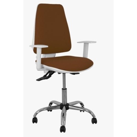 PIQUERAS Y CRESPO SILLA ELCHE BLANCA GIRATORIA ASINCRO TEJIDO BALI MARRON OSCURO B/R RUEDAS DE PARQUÉ