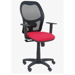 PIQUERAS Y CRESPO SILLA ALOCÉN SINCRO B/REGULABLE RESPALDO DE MALLA NEGRO ASIENTO ROJO