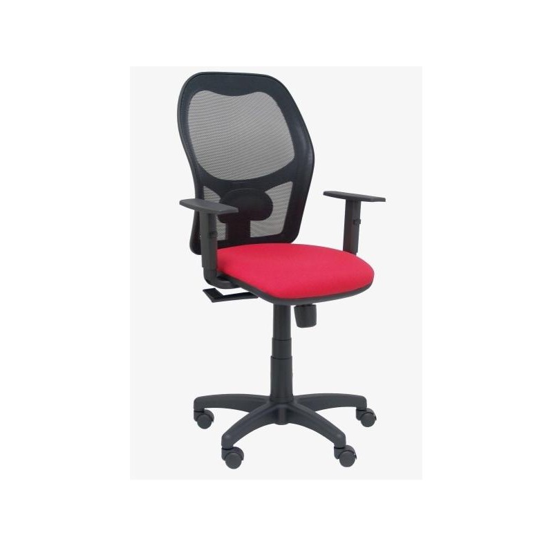 PIQUERAS Y CRESPO SILLA ALOCÉN SINCRO B/REGULABLE RESPALDO DE MALLA NEGRO ASIENTO ROJO