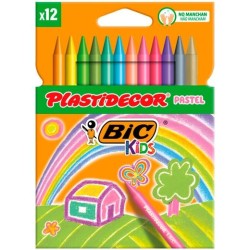 PLASTIDECOR CERAS KIDS PASTEL COLORES SURTIDOS ESTUCHE 12 UD