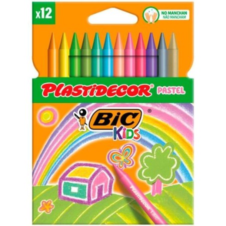 PLASTIDECOR CERAS KIDS PASTEL COLORES SURTIDOS ESTUCHE 12 UD